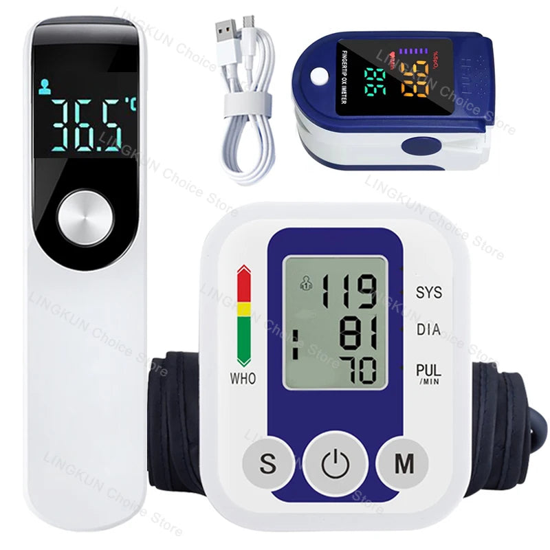 Medical Automatic Pressure Tonometer Tensiometer Heart Rate Pulse Meter BP Monitor Healthy Digital Arm Blood Pressure Meter Cuff