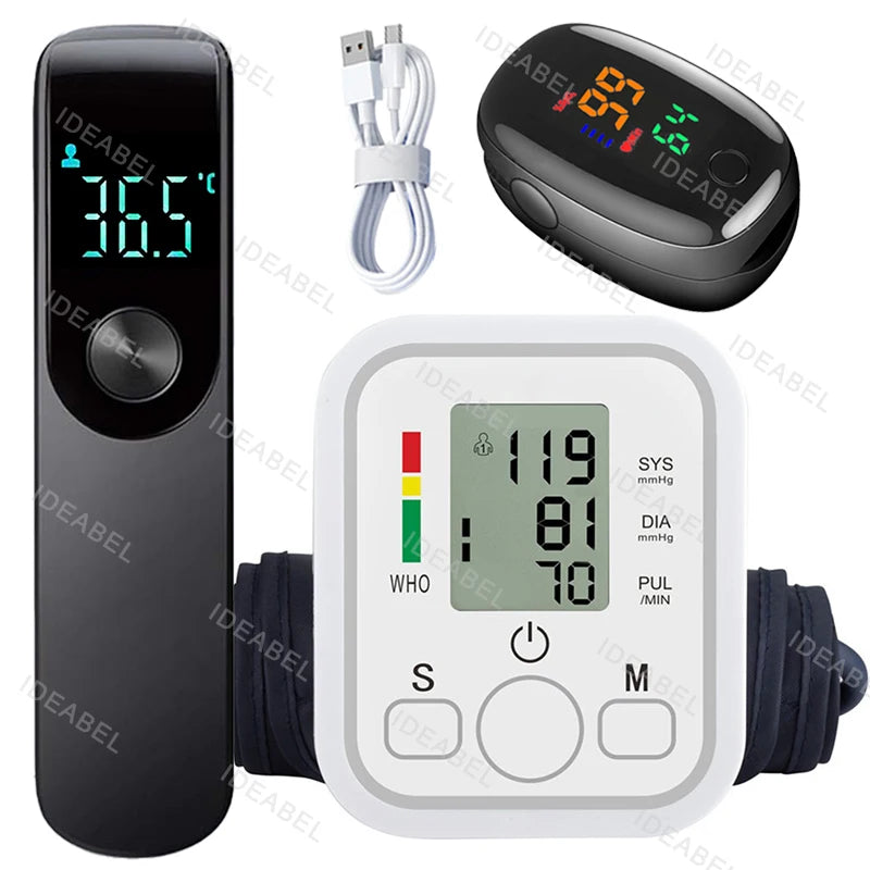 Medical Automatic Pressure Tonometer Tensiometer Heart Rate Pulse Meter BP Monitor Healthy Digital Arm Blood Pressure Meter Cuff