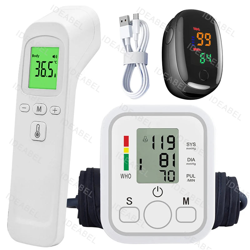 Medical Automatic Pressure Tonometer Tensiometer Heart Rate Pulse Meter BP Monitor Healthy Digital Arm Blood Pressure Meter Cuff