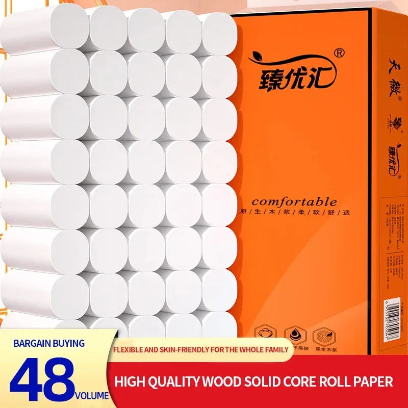48 rolls of household toilet paper hand towel toilet paper integral paper towel log rolls coreless rolls