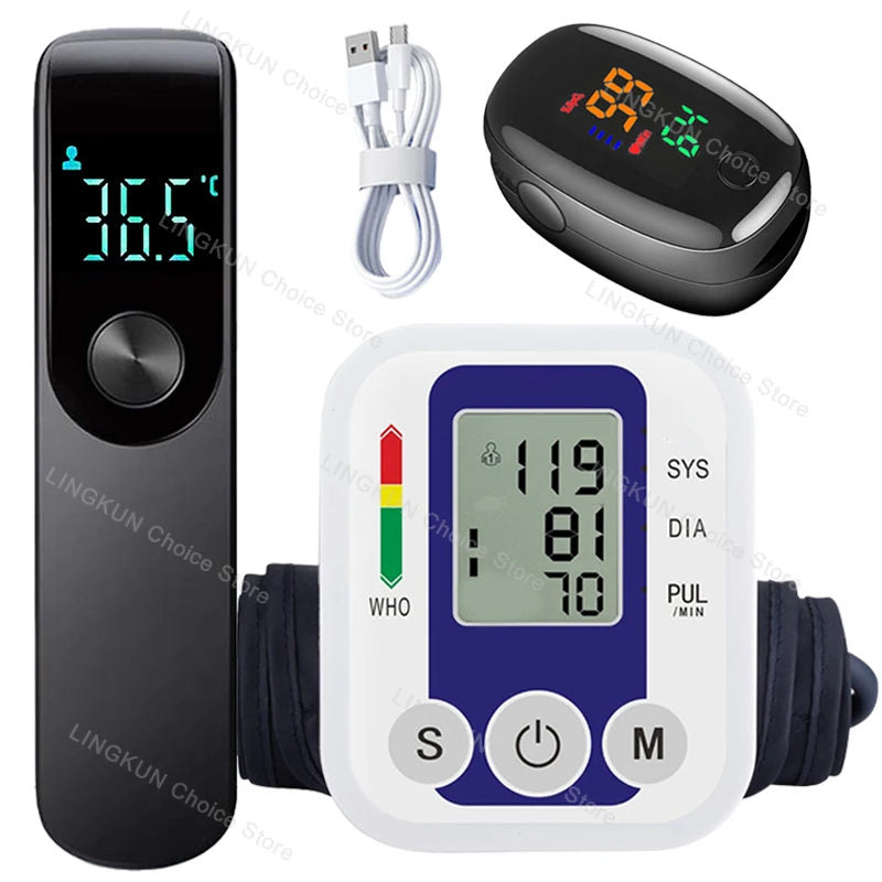Medical Automatic Pressure Tonometer Tensiometer Heart Rate Pulse Meter BP Monitor Healthy Digital Arm Blood Pressure Meter Cuff