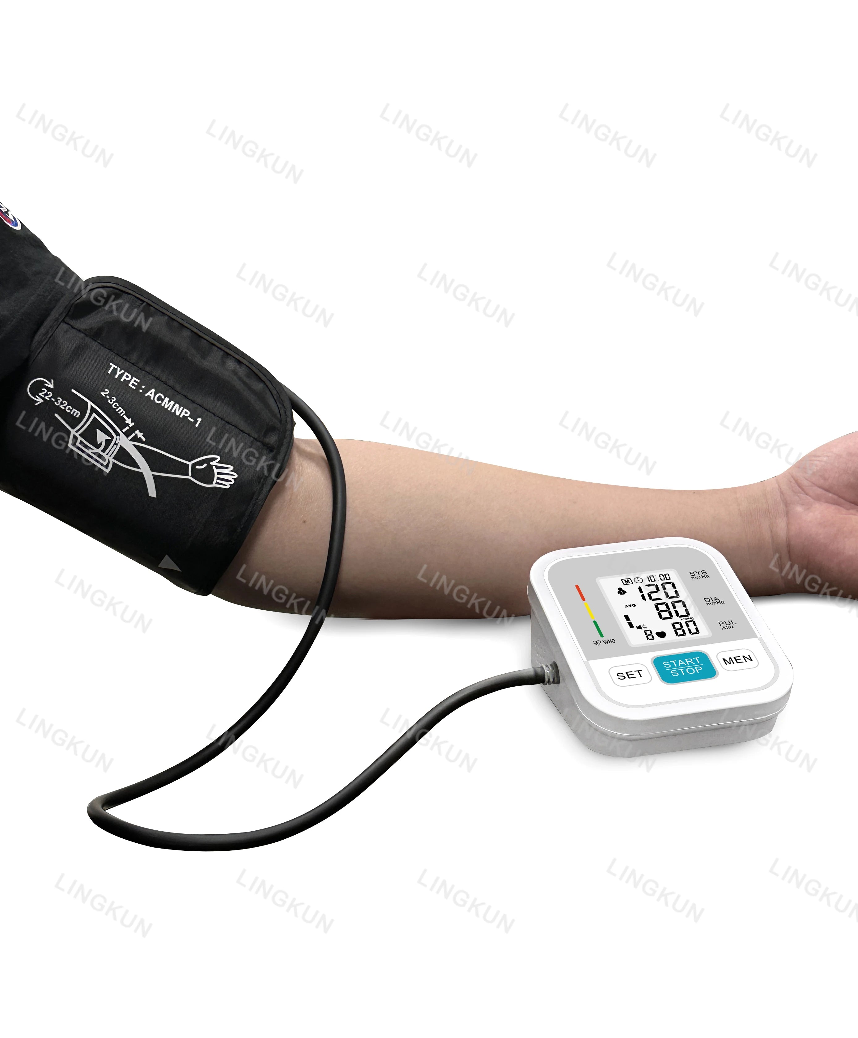 Medical Automatic Pressure Tonometer Tensiometer Heart Rate Pulse Meter BP Monitor Healthy Digital Arm Blood Pressure Meter Cuff