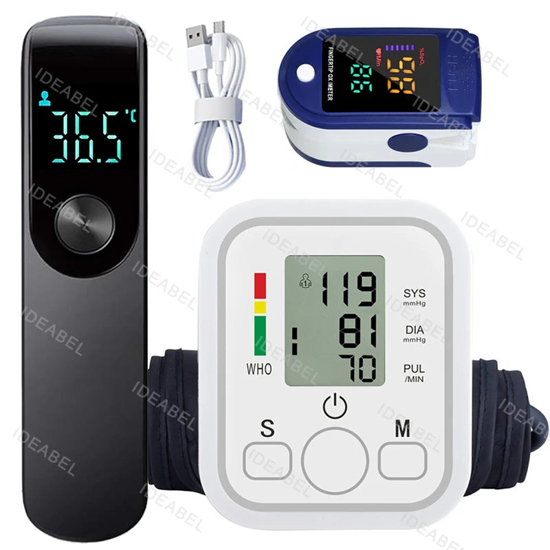 Medical Automatic Pressure Tonometer Tensiometer Heart Rate Pulse Meter BP Monitor Healthy Digital Arm Blood Pressure Meter Cuff