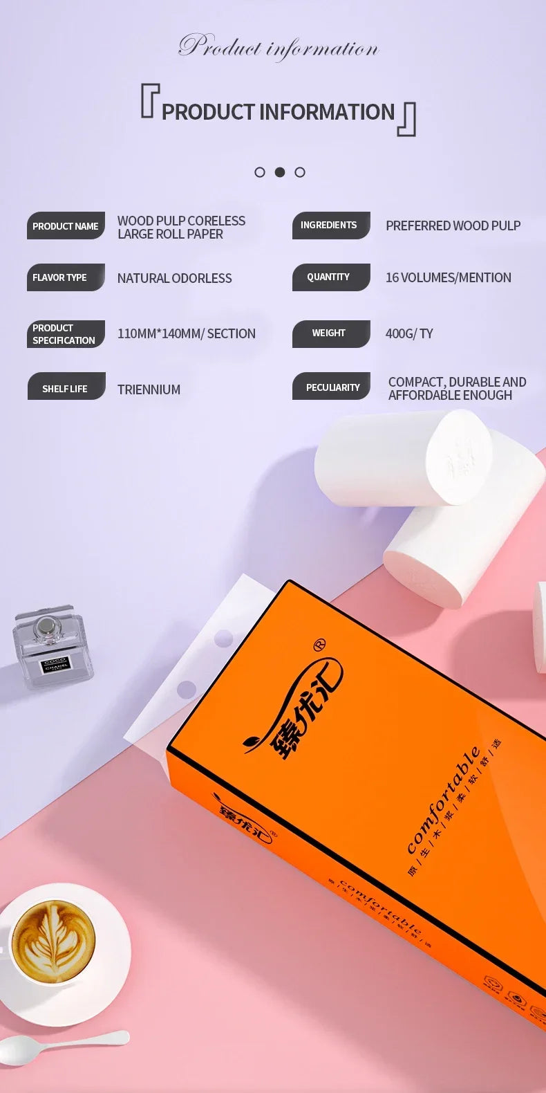 48 rolls of household toilet paper hand towel toilet paper integral paper towel log rolls coreless rolls