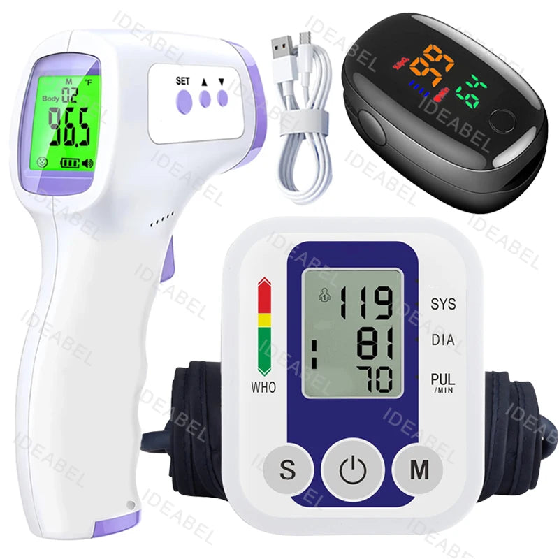 Medical Automatic Pressure Tonometer Tensiometer Heart Rate Pulse Meter BP Monitor Healthy Digital Arm Blood Pressure Meter Cuff