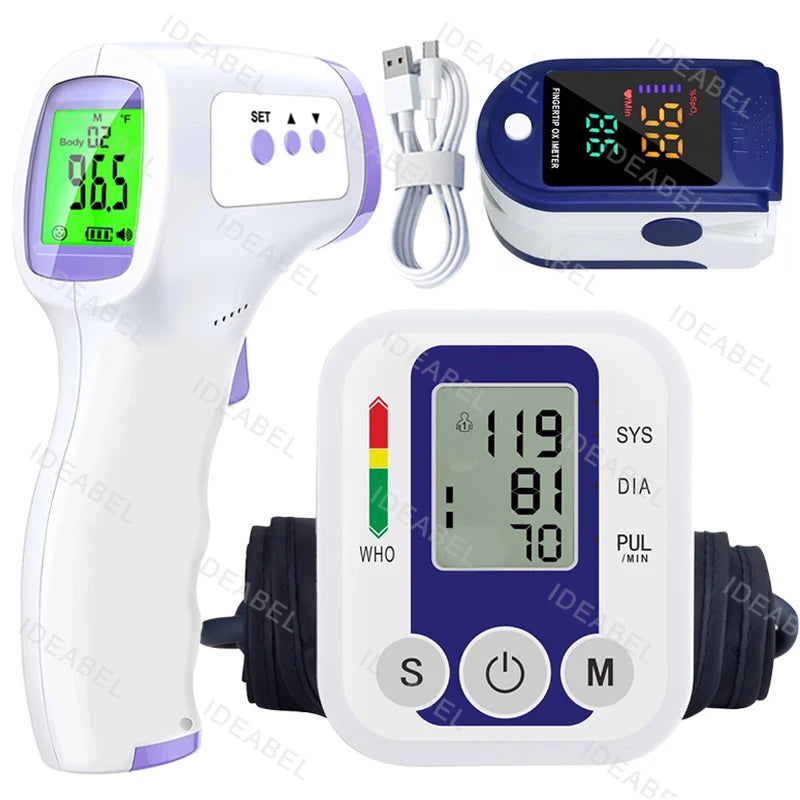 Medical Automatic Pressure Tonometer Tensiometer Heart Rate Pulse Meter BP Monitor Healthy Digital Arm Blood Pressure Meter Cuff