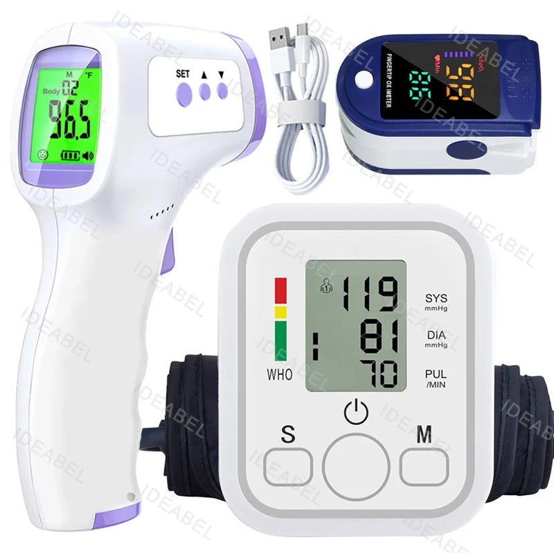 Medical Automatic Pressure Tonometer Tensiometer Heart Rate Pulse Meter BP Monitor Healthy Digital Arm Blood Pressure Meter Cuff