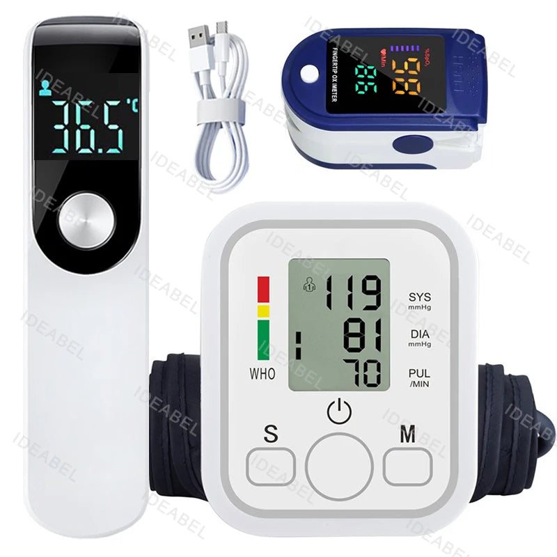 Medical Automatic Pressure Tonometer Tensiometer Heart Rate Pulse Meter BP Monitor Healthy Digital Arm Blood Pressure Meter Cuff