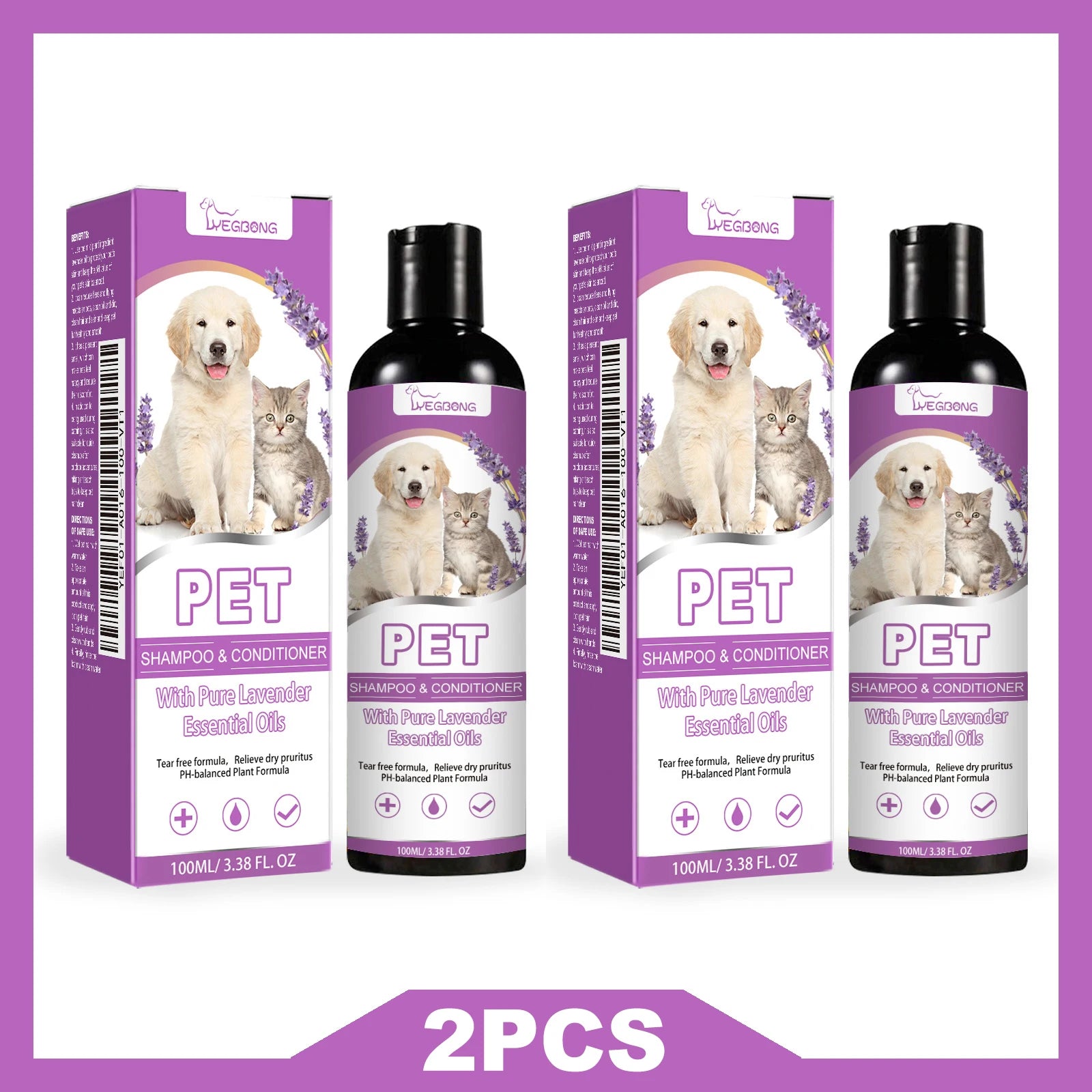 YEGBONG Puppy Shampoo And&Conditioner For Sensitive Skin PH Balanced 2 In 1 Natural Moisturizing Pet Shampoo For Cats Cleaning