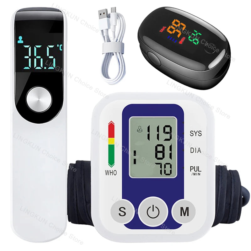 Medical Automatic Pressure Tonometer Tensiometer Heart Rate Pulse Meter BP Monitor Healthy Digital Arm Blood Pressure Meter Cuff