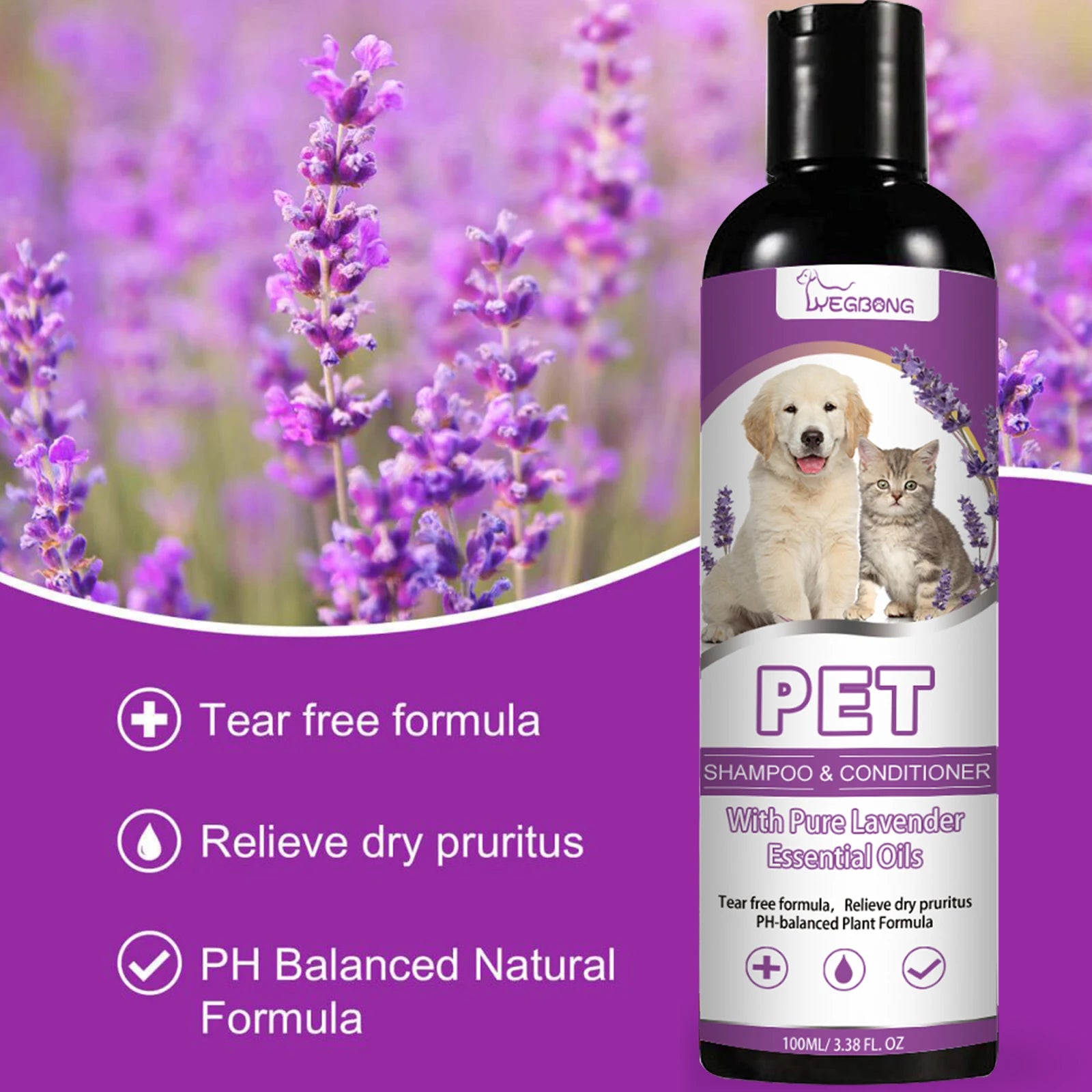 YEGBONG Puppy Shampoo And&Conditioner For Sensitive Skin PH Balanced 2 In 1 Natural Moisturizing Pet Shampoo For Cats Cleaning