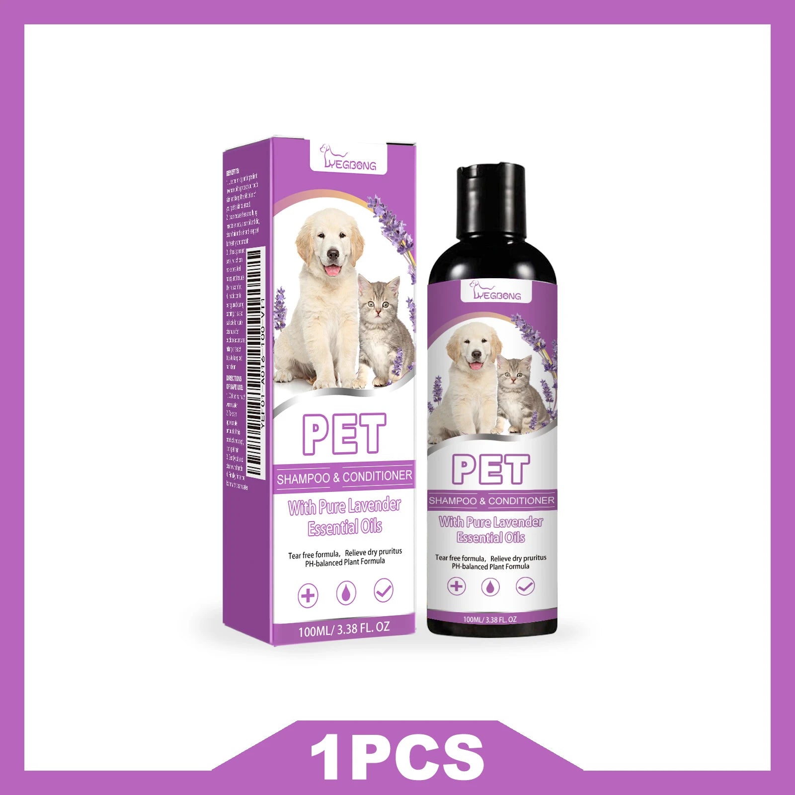 YEGBONG Puppy Shampoo And&Conditioner For Sensitive Skin PH Balanced 2 In 1 Natural Moisturizing Pet Shampoo For Cats Cleaning