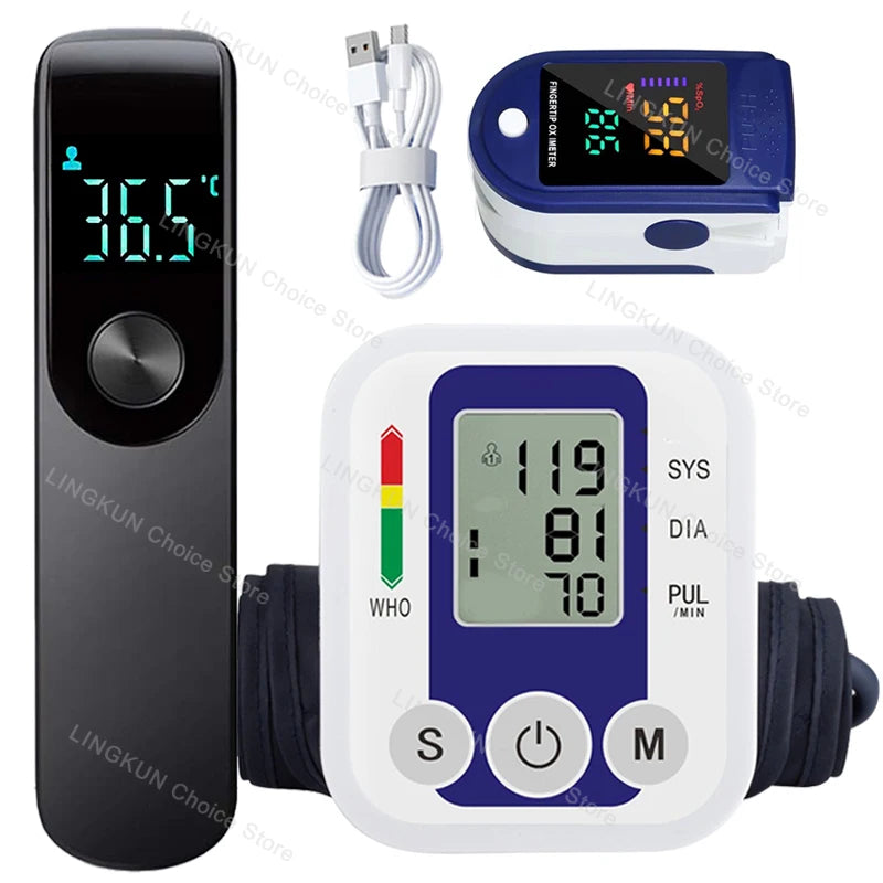 Medical Automatic Pressure Tonometer Tensiometer Heart Rate Pulse Meter BP Monitor Healthy Digital Arm Blood Pressure Meter Cuff