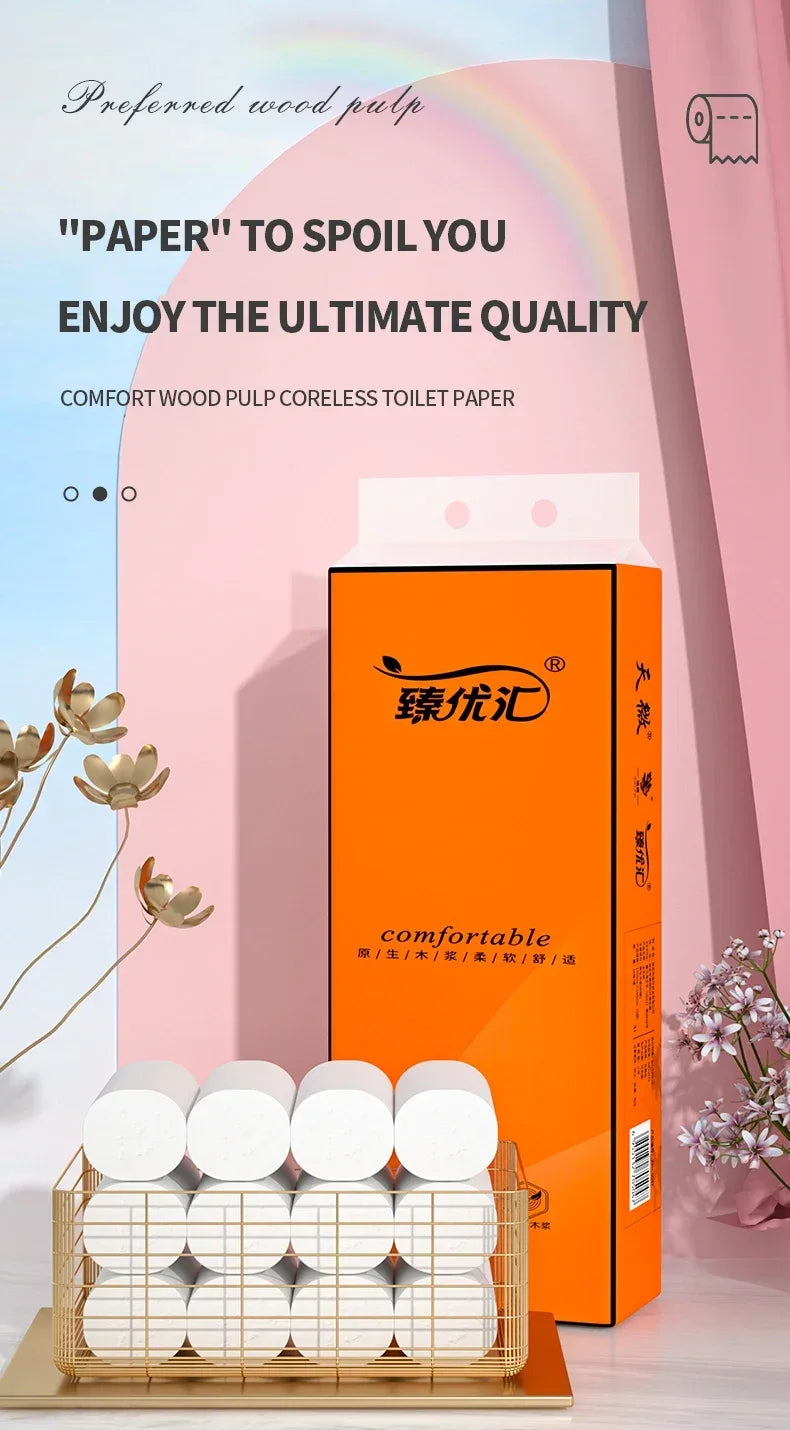 48 rolls of household toilet paper hand towel toilet paper integral paper towel log rolls coreless rolls