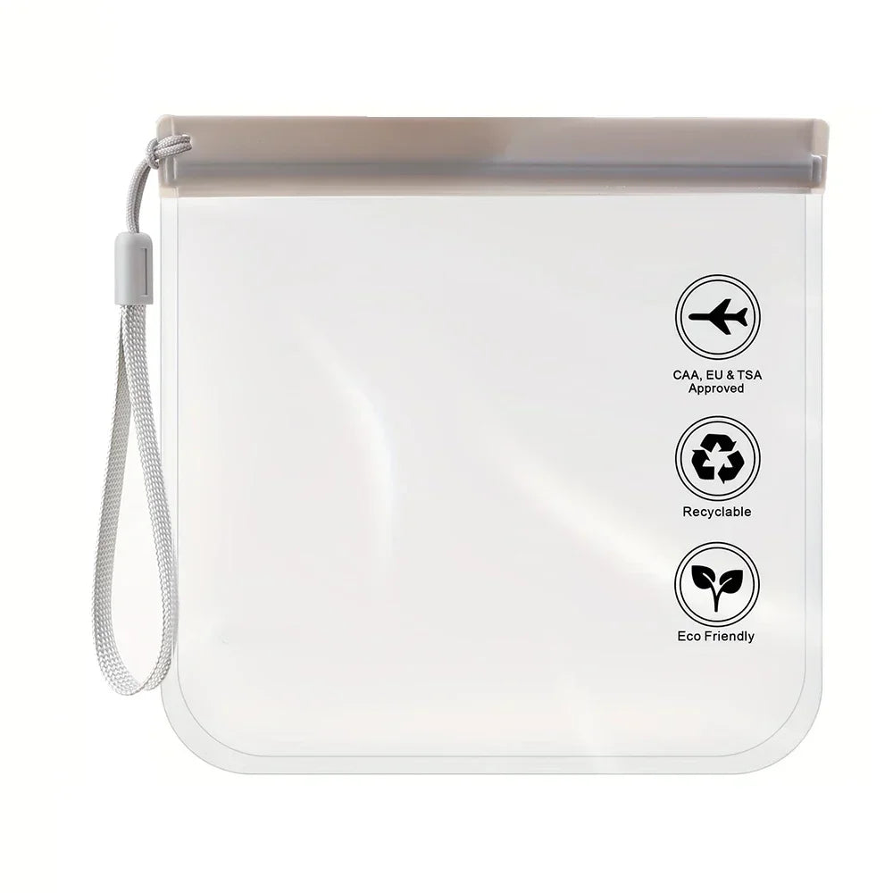 1pc Transparent toilet bag, portable travel essentials, flight makeup liquid leak proof, resealable EVA cosmetic bag