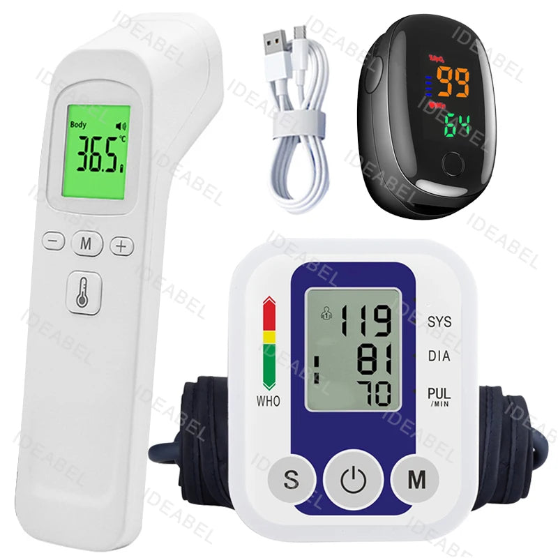 Medical Automatic Pressure Tonometer Tensiometer Heart Rate Pulse Meter BP Monitor Healthy Digital Arm Blood Pressure Meter Cuff