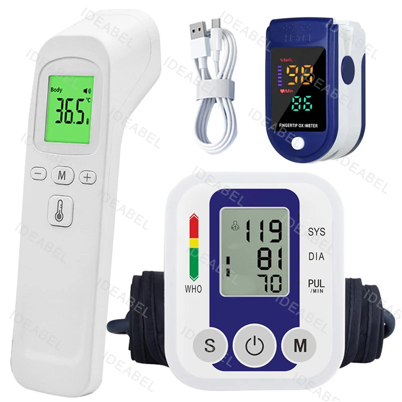 Medical Automatic Pressure Tonometer Tensiometer Heart Rate Pulse Meter BP Monitor Healthy Digital Arm Blood Pressure Meter Cuff