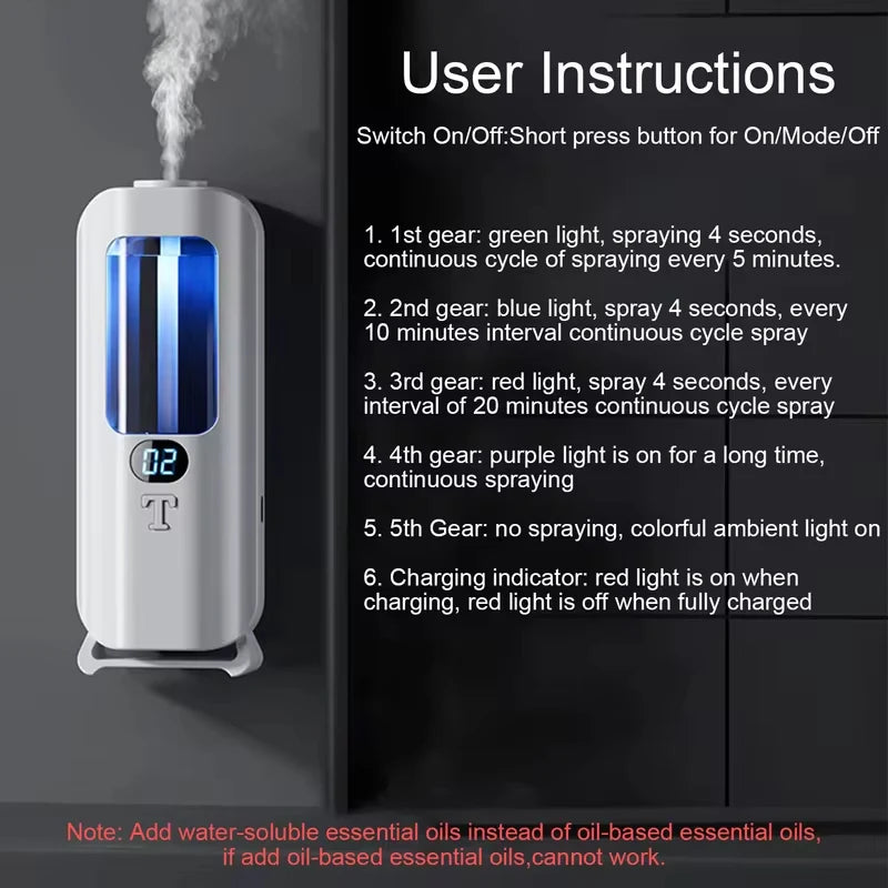 Mini Aromatherapy Machine Spray Air Purification Room Office Smart Essential Oil Diffuser USB Automatic Aromatherapy Machine